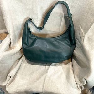 Madewell Piazza Slouch Leather Shoulder Hobo Bag Dark Palm